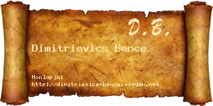 Dimitrievics Bence névjegykártya